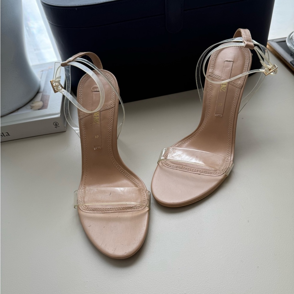 Zara Nude Heels with Clear Straps